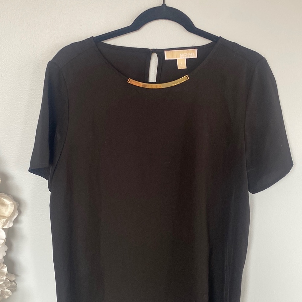 Michael Kors black work top w gold embellishments